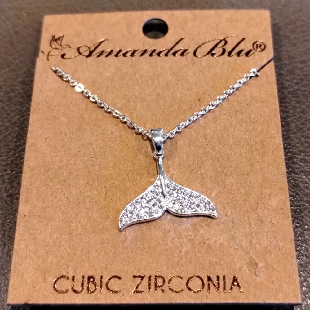 Cubic Zirconia Silver Necklace  Whale Tail Necklace Amanda Blu NWT - Picture 8 of 9